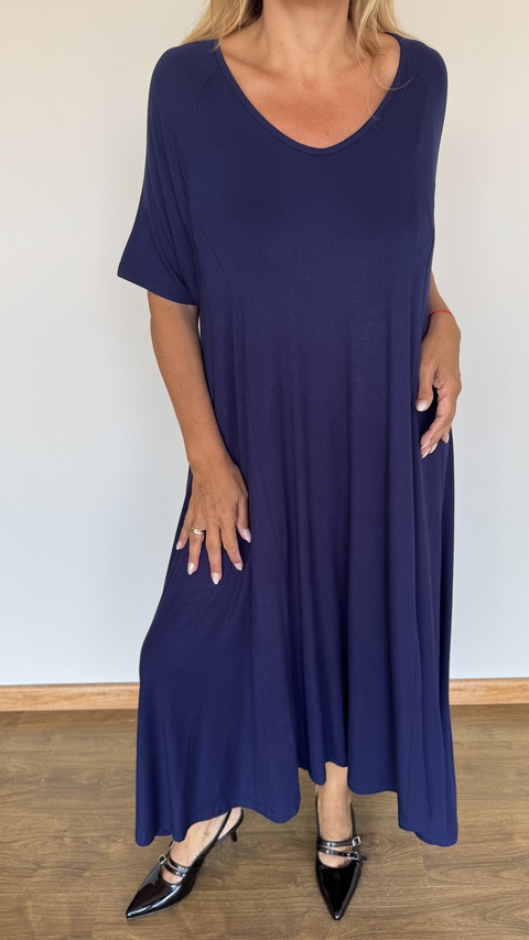 Vestido Isla Acampanado de modal azul