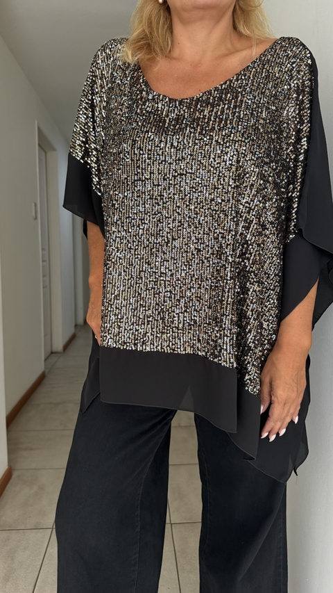 Remeron ponchito Mali de gasa con lentejuelas R