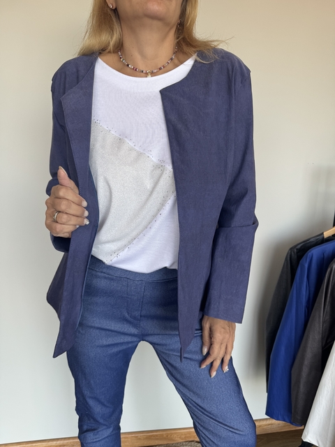 Campera Trinidad de bengalina foil lisa azul - comprar online