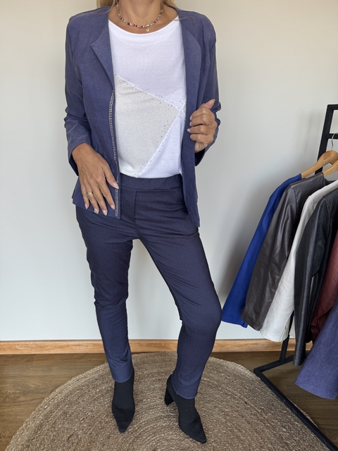 Babucha Trinidad de bengalina foil azul oscuro - comprar online