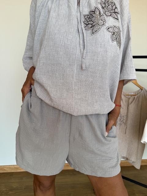 Bermuda de lino premiun gris