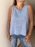 Musculosa Lola de lino elastizado azulino