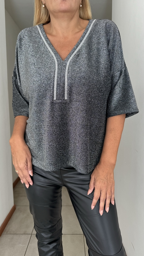 Remeron India de lurex elastizado gris