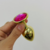 Plug metal gold con joya fucsia | Small