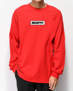 CAMISETA MANGA LONGA MKS BOX LOGO - WHITE BLACK