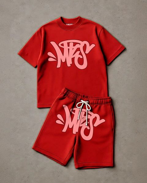 CONJUNTO CAMISETA PREMIUM E SHORT DE MOLETOM '' MKS STYLE SNY ROSE RED '' - comprar online
