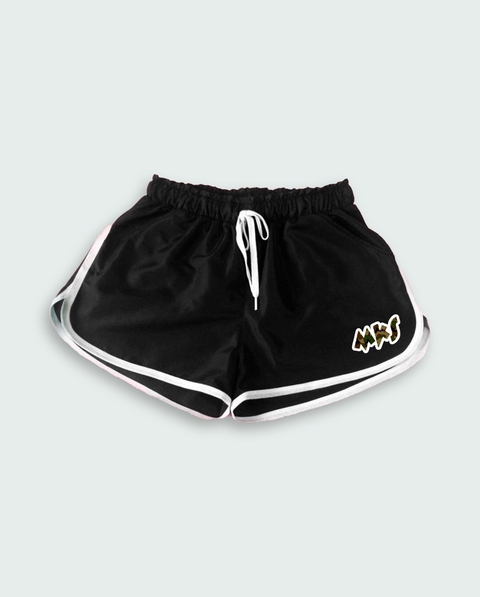 SHORT FEMININO COM DETALHES  '' MKS MINI LOGO CAMO “