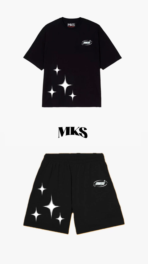 CONJUNTO CAMISETA E SHORTS MKS STARS SILVER