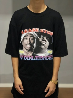 CAMISETA PREMIUM MKS - PLEASE STOP VIOLENCE - TUPAC & BIGGIE