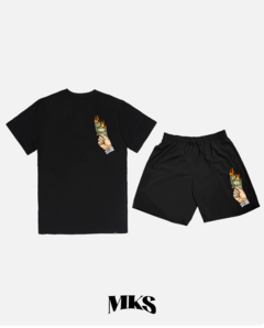CONJUNTO CAMISETA E SHORTS MONEY FLAME