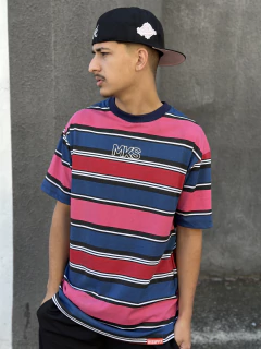 CAMISETA LISTRADA MKS LOGO REFLETIVO - ROSE - comprar online