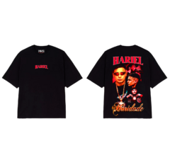 CAMISETA PREMIUM MC HARIEL LETRAS VERMELHAS - ESTAMPA FRENTE E COSTAS - comprar online
