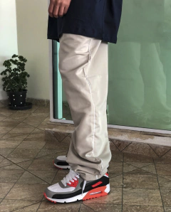 CALÇA DE TACTEL SIMPLES 2.0 BEGE - LOGO REFLETIVO