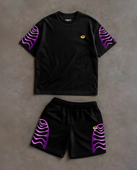 CONJUNTO CAMISETA PREMIUM E SHORT DE MOLETOM '' MKS GRADIENT PURPLE MANGA '' - comprar online