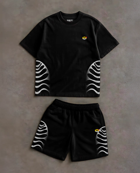 CONJUNTO CAMISETA PREMIUM E SHORT DE MOLETOM '' MKS GRADIENT BLACK METALLIC 'COMPLET ' - comprar online