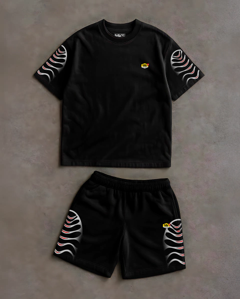 CONJUNTO CAMISETA PREMIUM E SHORT DE MOLETOM '' MKS GRADIENT METALLIC RED MANGA '' - comprar online