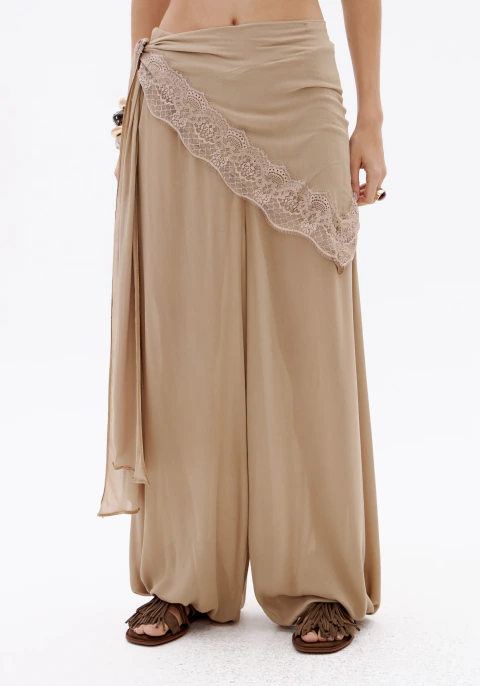 CALÇA ALADIM DE CREPE COM FAIXA - MY