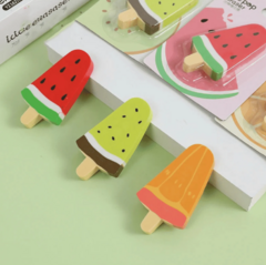 Kit com 3 Borrachas Picolé Frutinhas