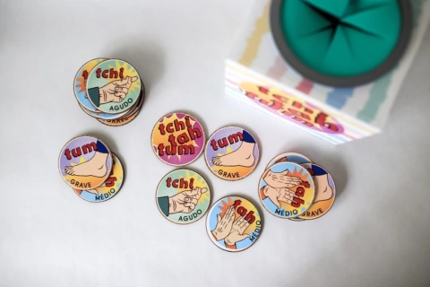 Caixa Iniciação Musical Tchi Tah Tum - MDF - Estudo Sons Grave Médio Agudo - 20 peças