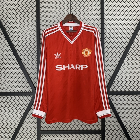Camisa Retro Manchester United Manga Longa - 86/88