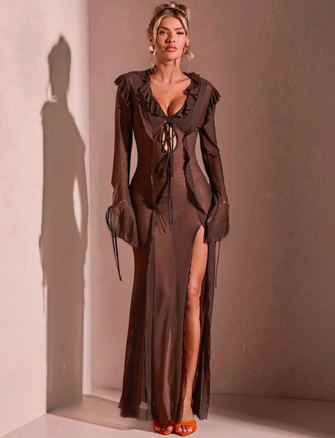 Santorini Maxi Dress Chocolate - imp