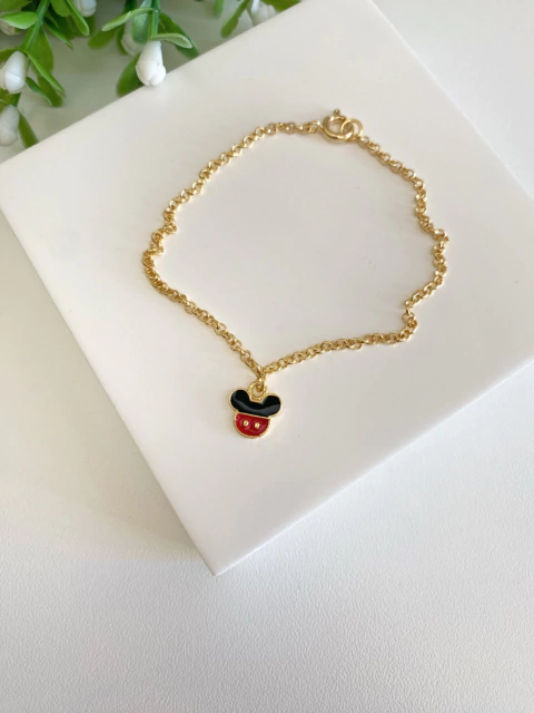 Pulseira Infantil Mickey - Banhado a Ouro