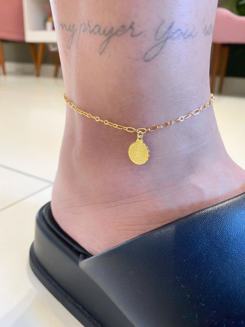 Tornozeleira Pai Nosso - Banhado a Ouro