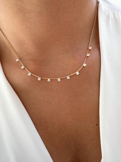 Choker 11 Zircônias - Banhado a Ouro