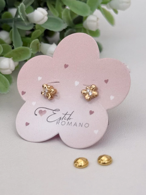 Brinco Infantil Borboleta Micro Zircônia Zircônia com Tarraxa Baby Banhado a Ouro