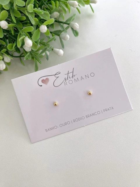 Brinco Bolinha 3mm - Banhado a Ouro