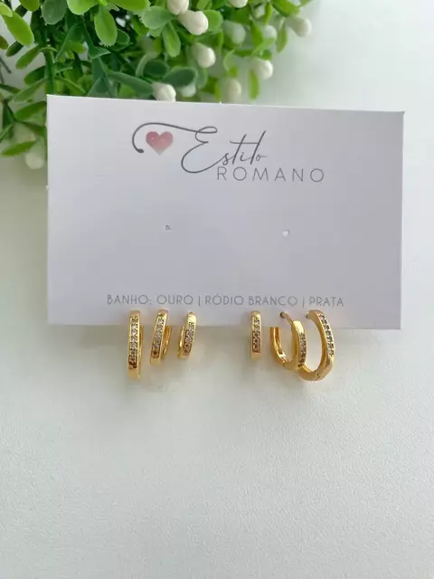 Kit Argolinhas Cravejada - Banhado a Ouro