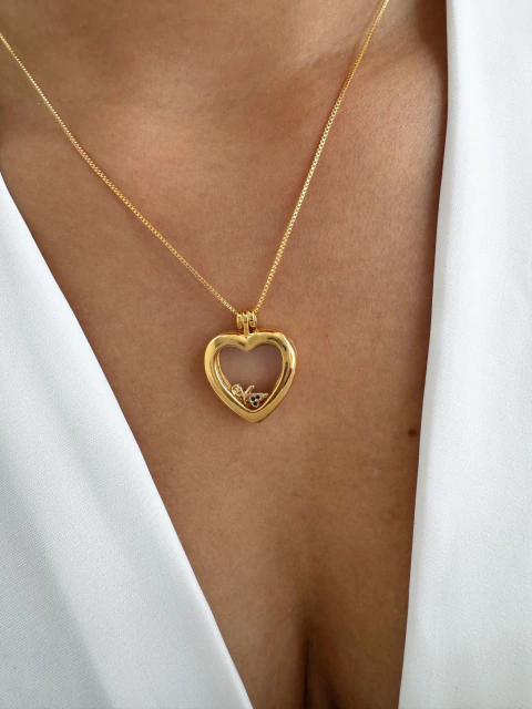 Colar Menino Coração - Banhado a Ouro