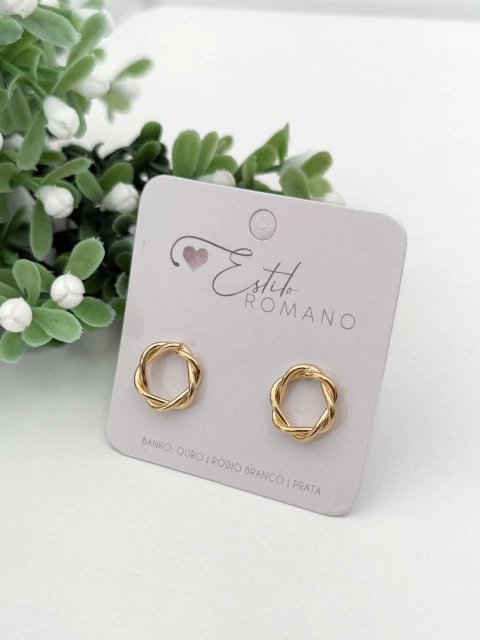 Brinco Círculo Trançado Vazado - Banhado a Ouro