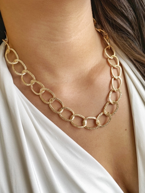 Colar Elos Detalhados - Banhado a Ouro