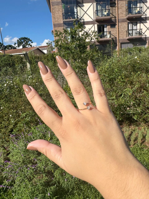 Anel Ponto de Luz Coração Duplo - Banhado a Ouro