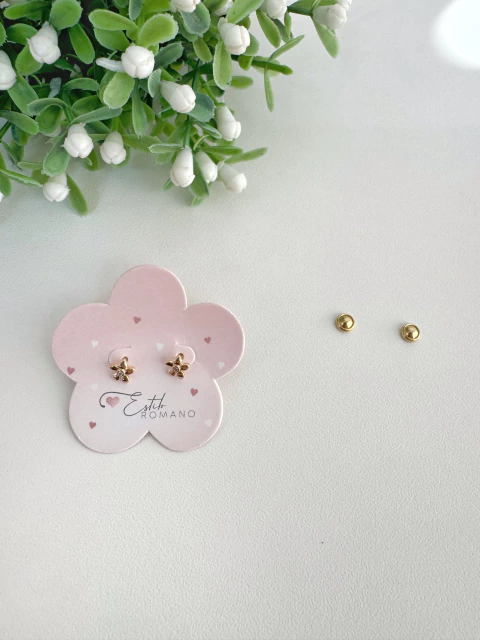 Brinco Infantil Florzinha com Zircônia - Banhado a Ouro