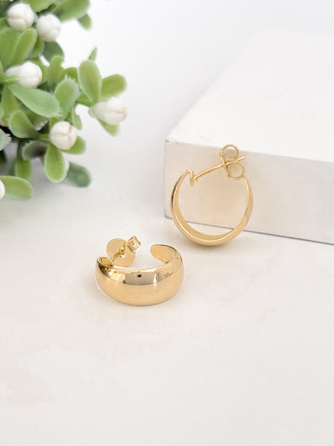 Brinco Meia Argola 16mm - Banhado a Ouro