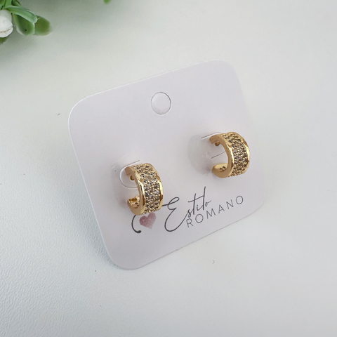 Brinco Argolinha Cravejada 10mm - Banhado a Ouro