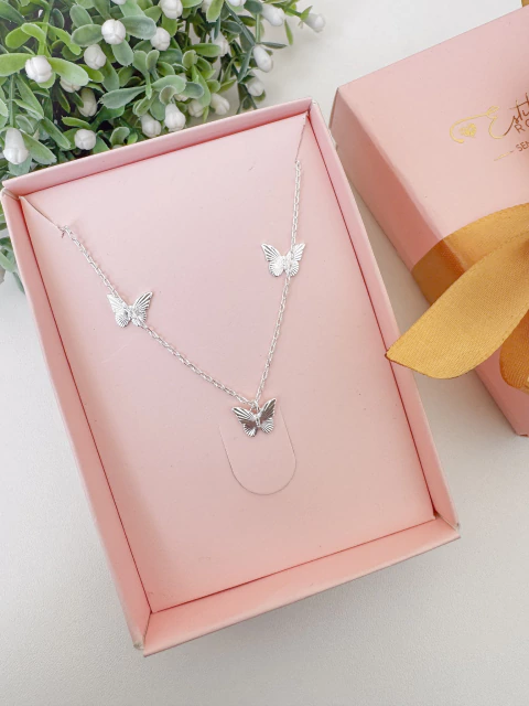Conjunto Borboleta Detalhada - Banhado a Prata