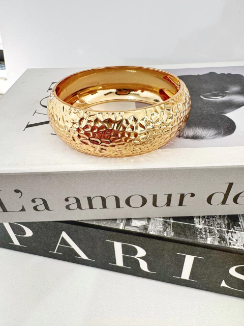 Bracelete Facetado Detalhado - Banhado a Ouro