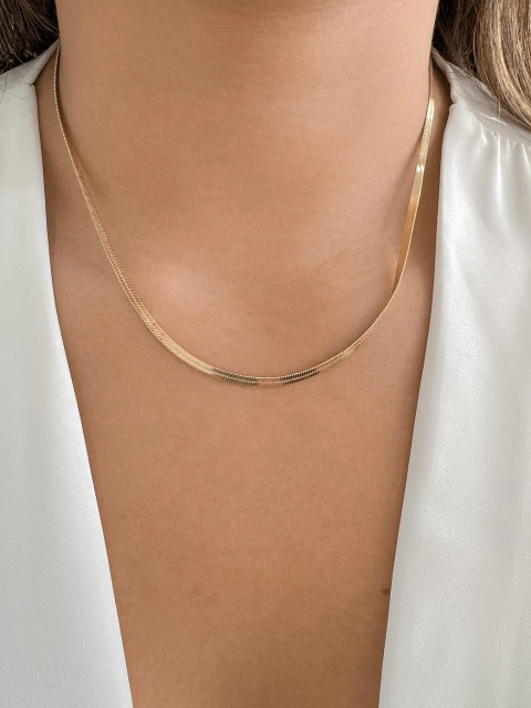 Choker Chapeada 2,5mm - Banhado a Ouro