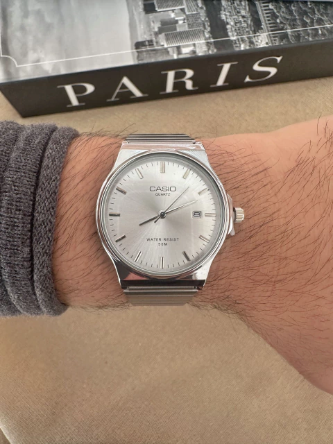 Relógio Casio Prata Mostrador Branco - Aço Inoxidável [1a LINHA]