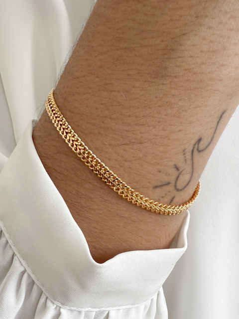 Pulseira Elos Entrelaçados Banhado a Ouro
