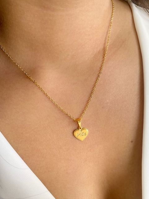 Colar Coração Mãe - Banhado a Ouro