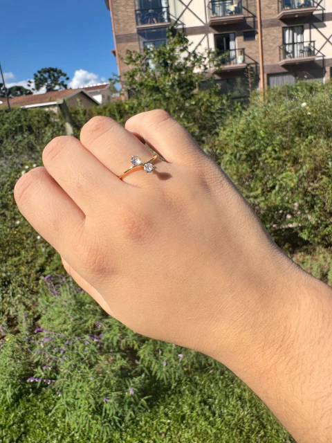 Anel Ponto de Luz Duplo - Banhado a Ouro