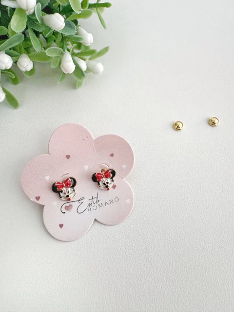 Brinco Infantil Minnie Colorida - Banhado a Ouro