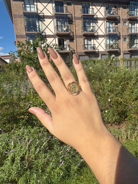 Anel São Bento Cravejado - Banhado a Ouro