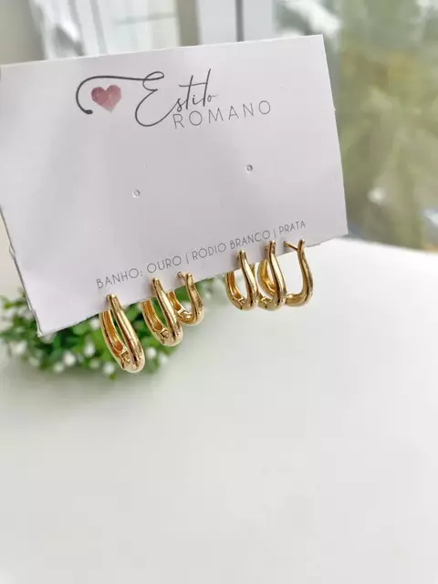 Kit Trio Argolinhas Gota - Banhado a Ouro