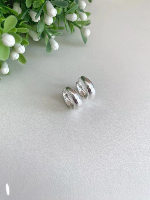 Brinco Argolinha Lisa 14mm - Banhado a Prata