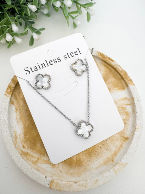 Conjunto Trevo Branco - Aço